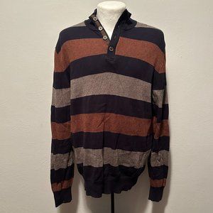 Refractory British Inspired Men's Preppy Striped Knit 1/4 Zip Pullover Size L